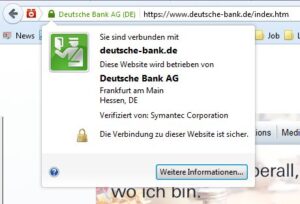 Sicherheitszertifikat Deutsche Bank