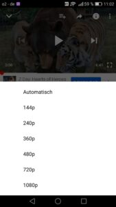 YouTube Menü Qualität einstellen